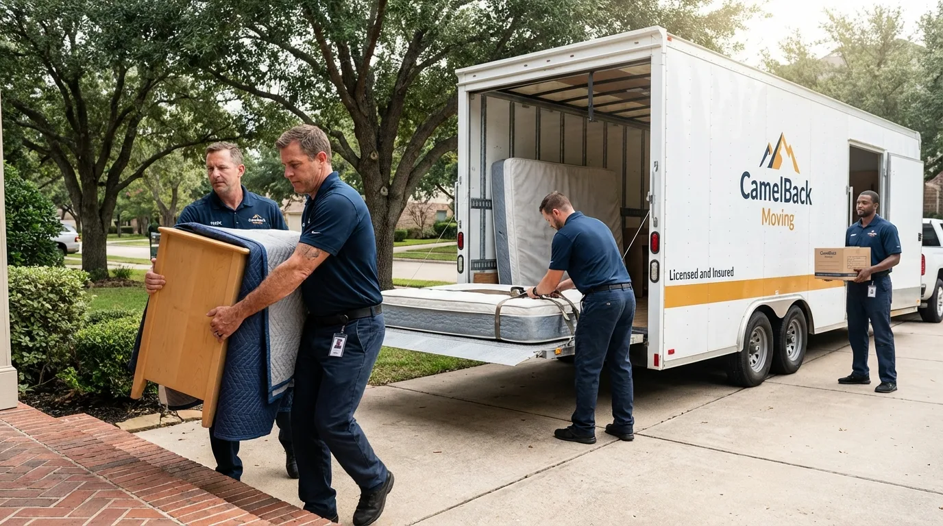 Crew loading residential truck for cross-state move from Woodland Park, CO