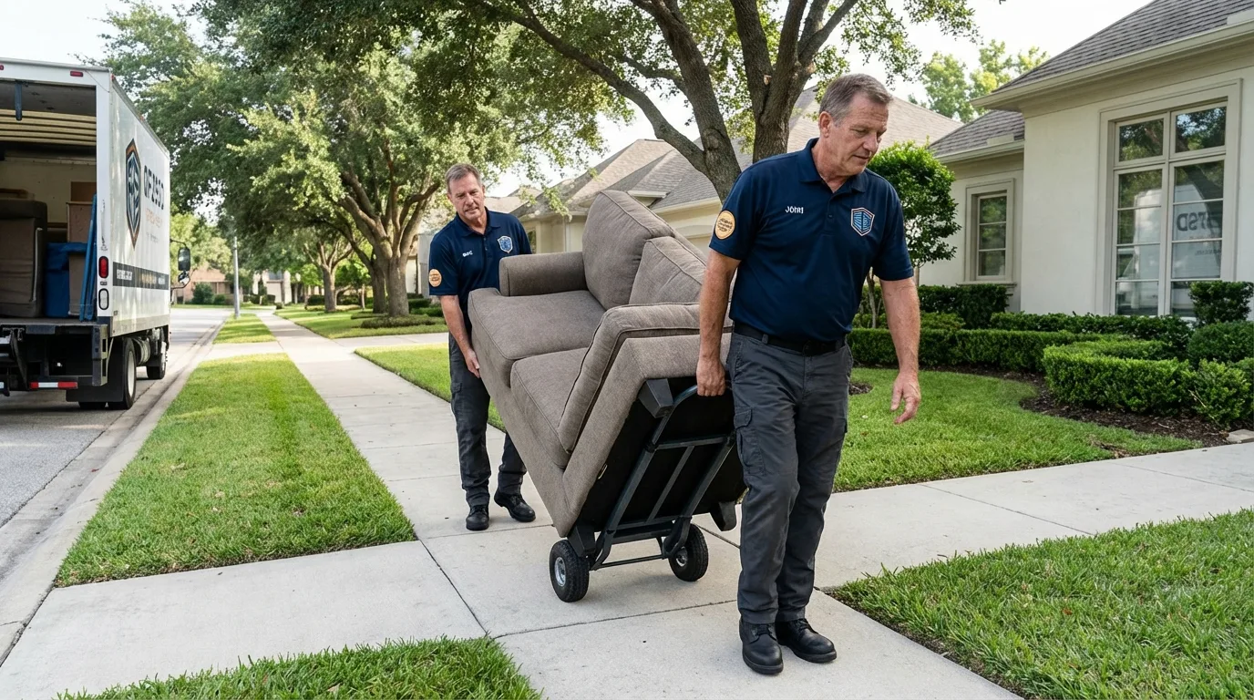 Local residential moving crew loading furniture in Woodland Park, CO
