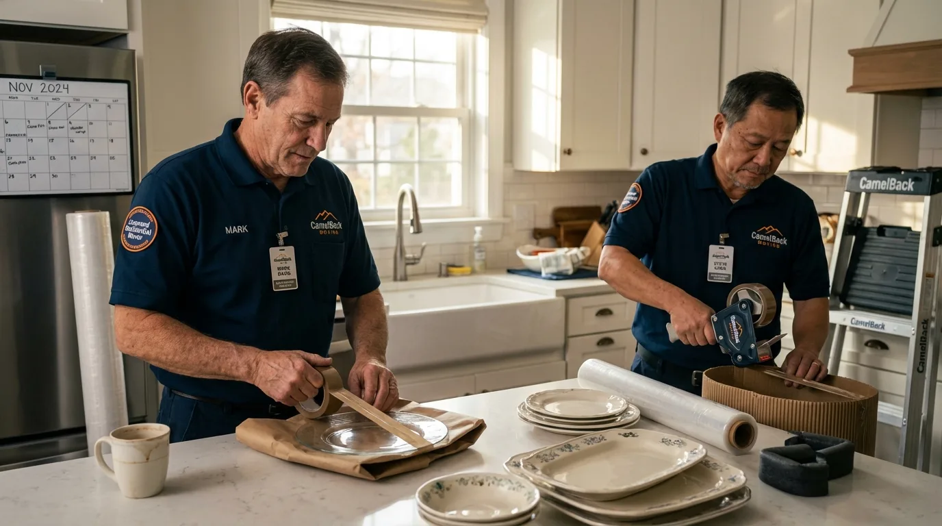 Professional crew packing kitchen dishware in Woodland Park, CO