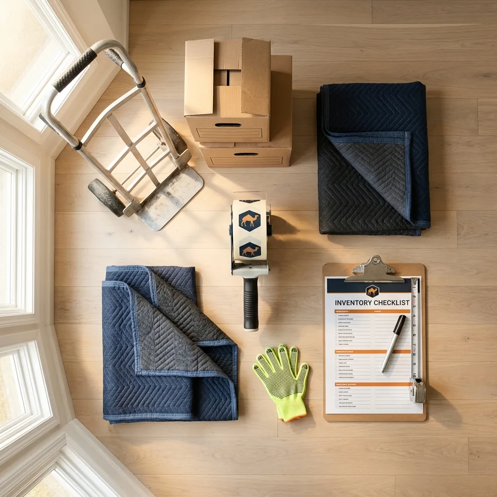 Professional moving supplies and packing materials layout for Woodland Park residential relocations